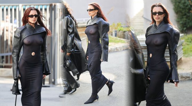 Braless Julia Fox Turns Heads in Daring Transparent Outfit at Courrèges Fashion Show in Paris (NSFW)