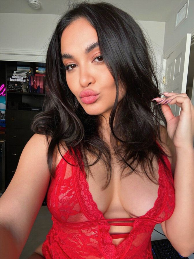 Stella Hudgens Big Boobs In Red Lingerie