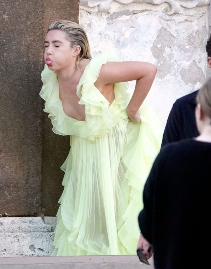 Florence Pugh Braless Sheer Dress Valentino Commercial