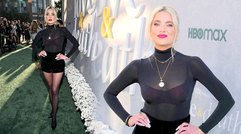 Ashley Benson Sizzles in Sheer Black Top and Black Stockings at ‘Love & Death’ Premiere