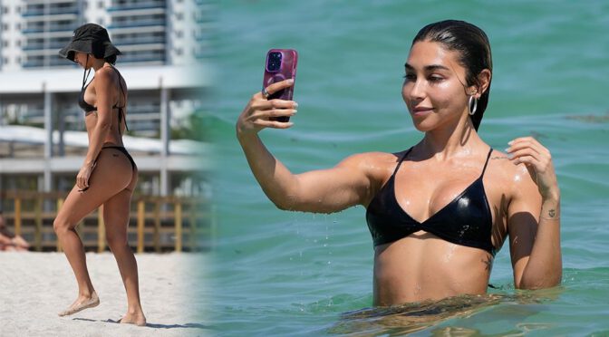Sizzling Hot Chantel Jeffries Rocks a Small Black Bikini at Miami Beach