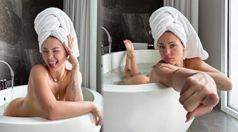 Sizzling Hot: Charly Jordan’s Naked Bath Posing with Boobs Tease
