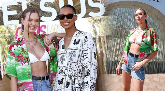 Josephine Skriver Rocks Sexy Denim Shorts and Bikini Top at Coachella 2023