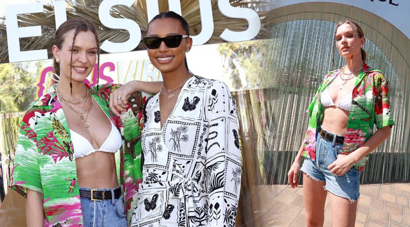 Josephine Skriver Rocks Sexy Denim Shorts and Bikini Top at Coachella 2023