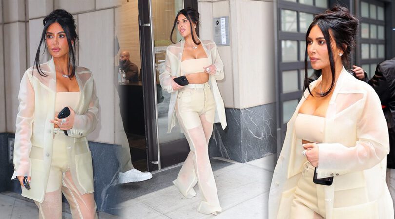 Kim Kardashian Goes Braless and Shows Sexy Pokies in New York City