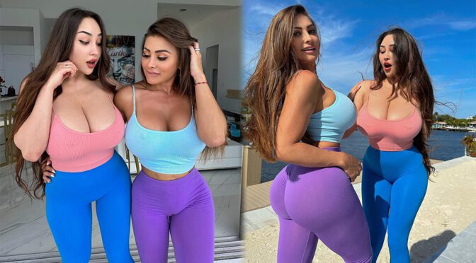 Stunning Curves on Display: Louisa Khovanski Poses in Skimpy Top and Leggings with Her Girlfriend
