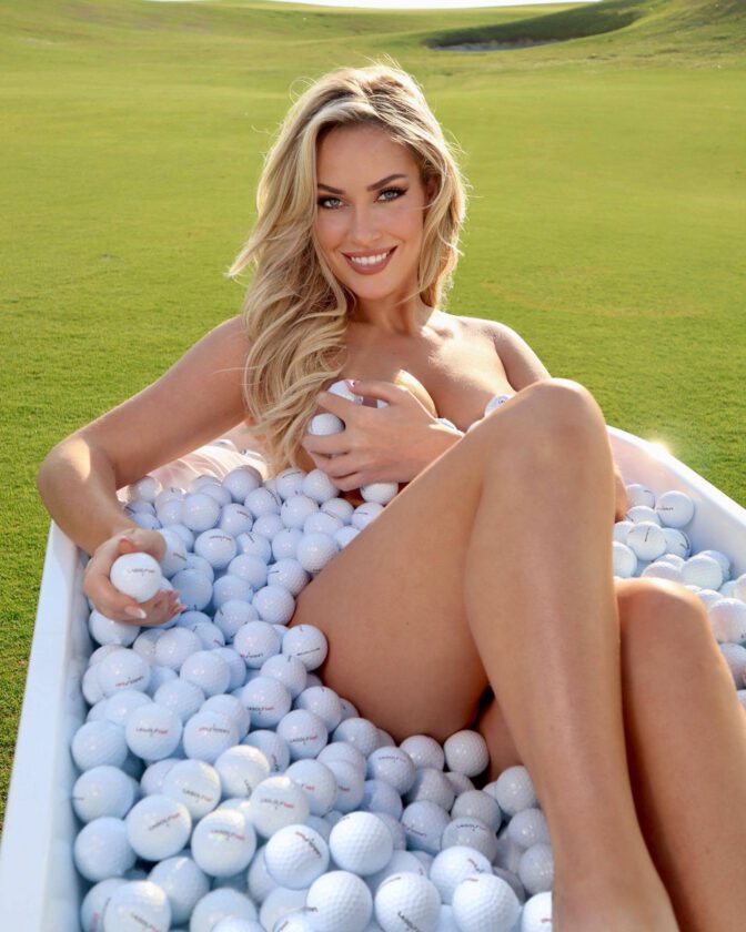 Paige Spiranac Topless Golf Ball Tease