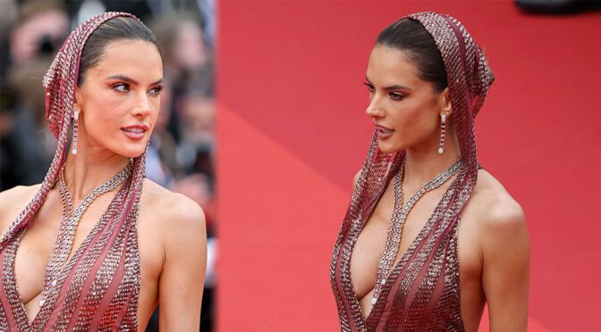 Alessandra Ambrosio’s Dazzling Cannes Appearance with Revealing Cleavage and Braless Elegance