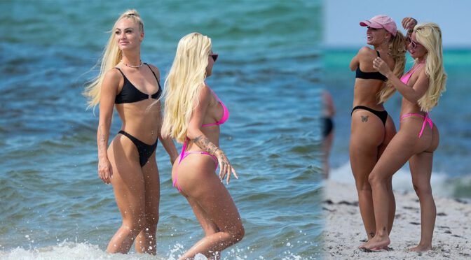 Seductive Bikini Babes: Alisha Lehmann & Karoline Lima Flaunt Their Irresistible Asses in Thong Bikinis