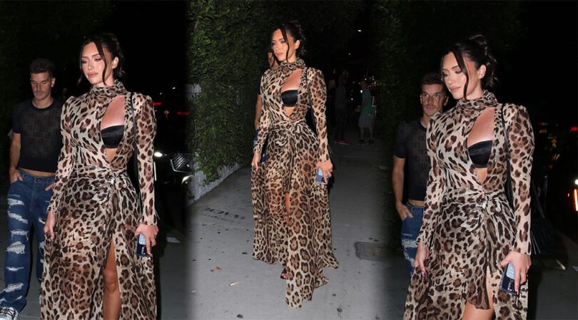 Anastasia Karanikolaou Rocks Leopard Print Dress at Dolce & Gabbana Logo Bag Launch