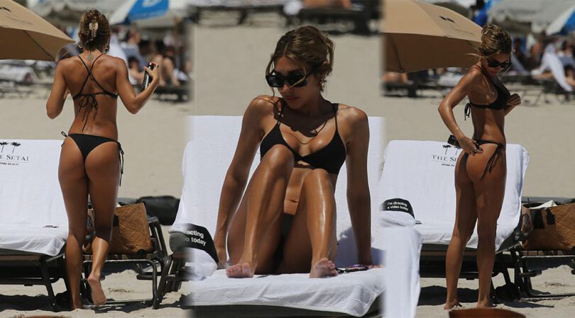 Sexy Paparazzi Shots of Chantel Jeffries’ Boobs and Ass in a Small Black Bikini on Miami Beach!