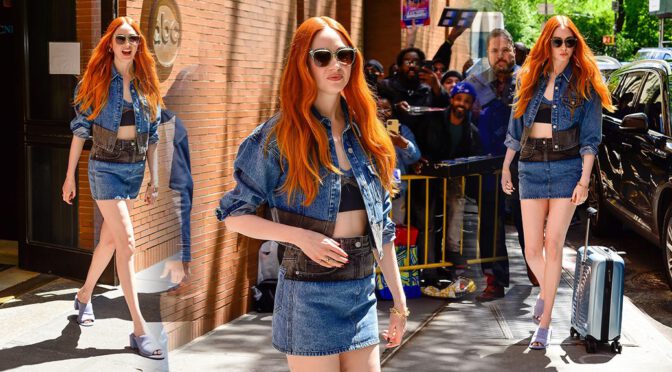 Karen Gillan Flaunts Her Long Legs in Mini Skirt at ABC Studio in NYC
