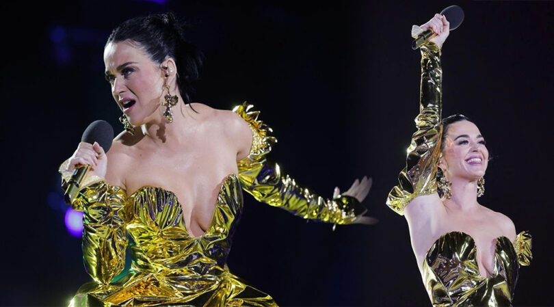Katy Perry Braless: Boobs & Cleavage on Full Display at Coronation Concert in Windsor