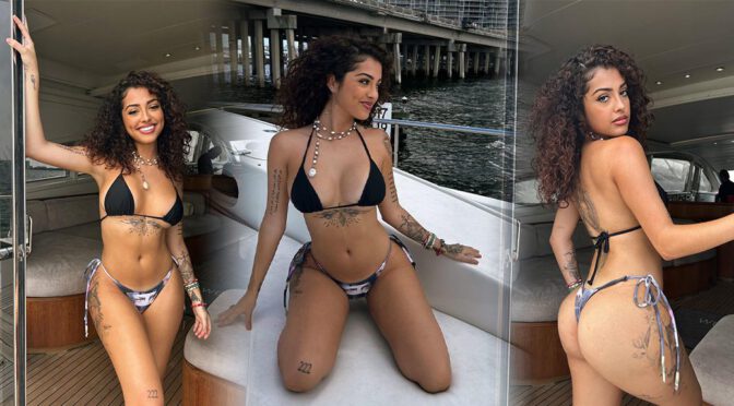 Explore Malu Trevejo’s Voluptuous Curves as She Flaunts Her Booty in a Provocative Black Bikini