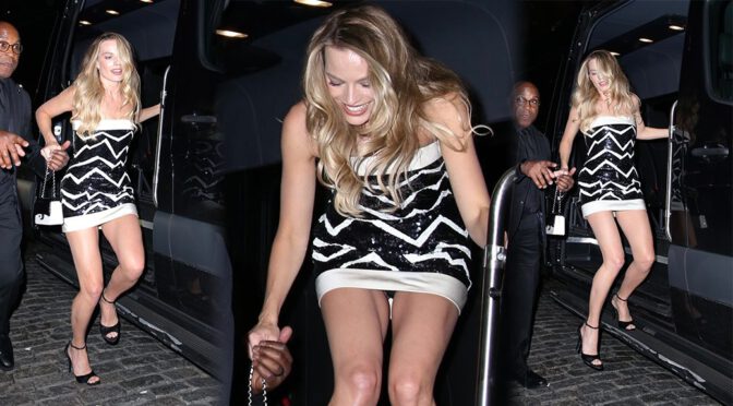 Margot Robbie Bares Her Sexy Panties in Hot Up-skirt Shots at Met Gala After Party