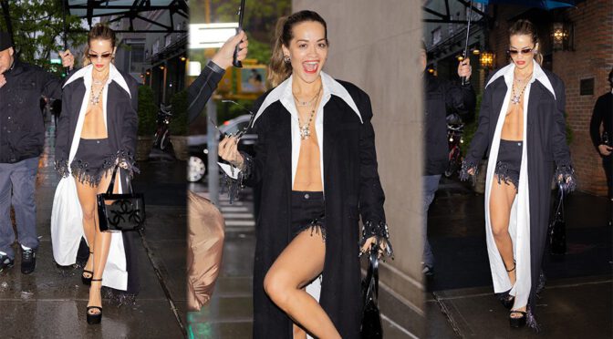 Rita Ora Rocks Risky Outfit in New York: Braless and Leggy!