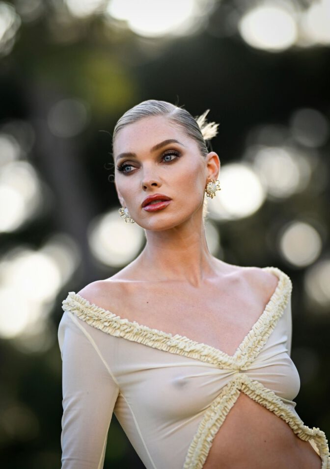Elsa Hosk Boobs Nipples Sheer Dress Amfar Cannes