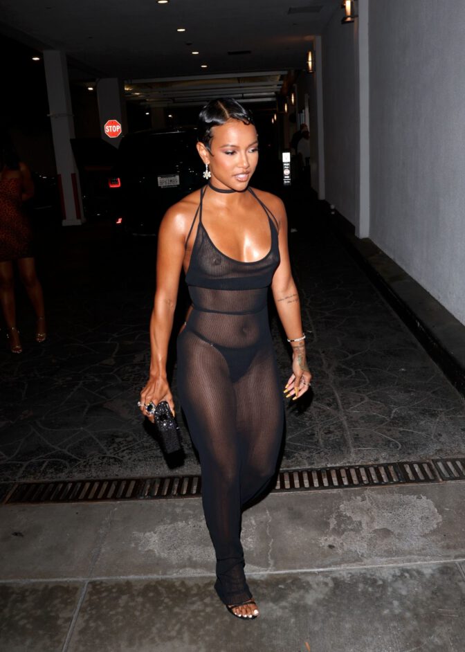 Karrueche Tran Birthday See Through Dress Naked Ass Breasts