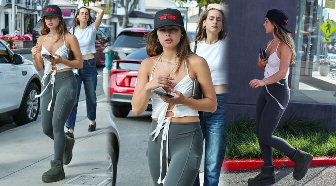Seductive Addison Rae: Braless Breasts and Sexy Leggings in Los Angeles