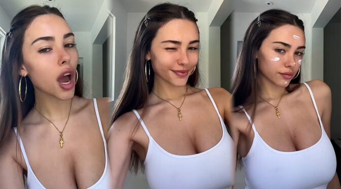 Provocative Madison Beer: Sensational Cleavage Display in White Tank Top