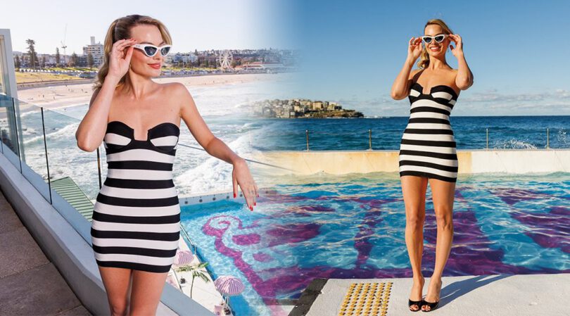 Margot Robbie’s Sizzling Barbie Bondi Beach Look: Leggy Elegance in a Sexy Short Dress