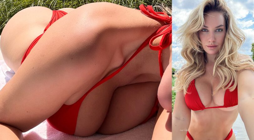 Beyond Gorgeous: Paige Spiranac’s Red Bikini Photoshoot Highlights Mesmerizing Boobs and Ass