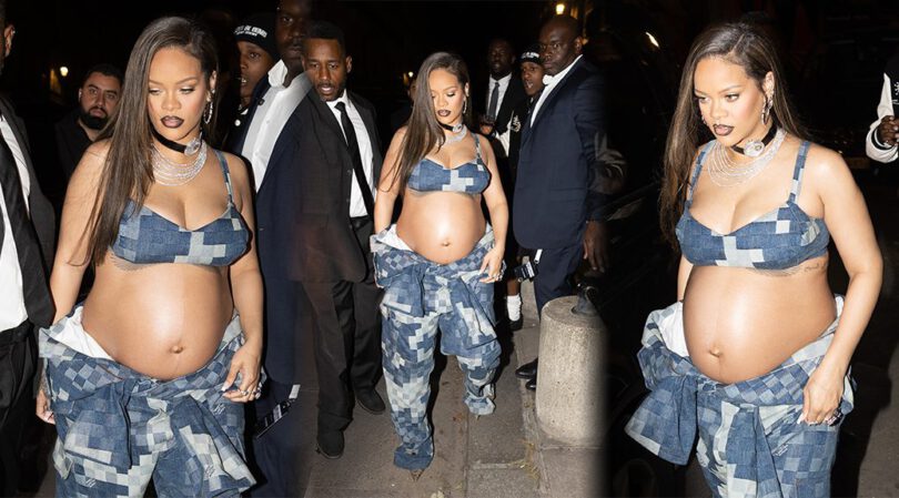 Rihanna Flaunts Big Boobs and Baby Bump in Provocative Bra Top