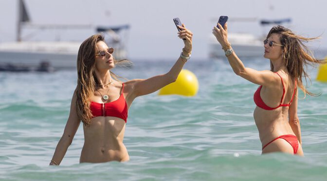 Sizzling Alessandra Ambrosio Rocks Tiny Red Bikini in Ibiza!