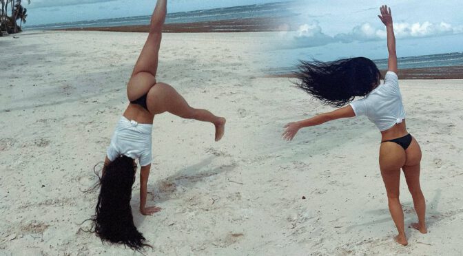 Ass-tounding Thong Bikini Moments: Kim Kardashian’s Beach Cartwheel