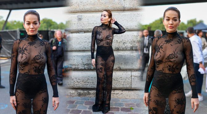 Provocative Elegance: Rita Ora Flaunts Braless Breasts and Hypnotic Nipples