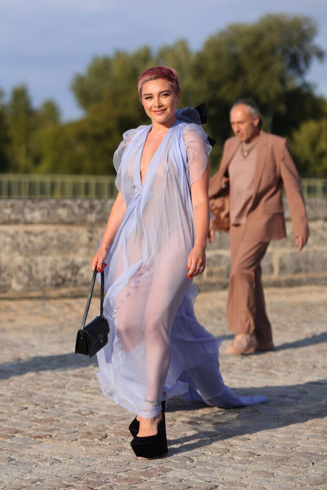 Florence Pugh Braless Sheer Dress Nipples