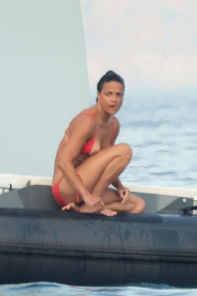 Michelle Rodriguez Yacht Bikini Boobslip