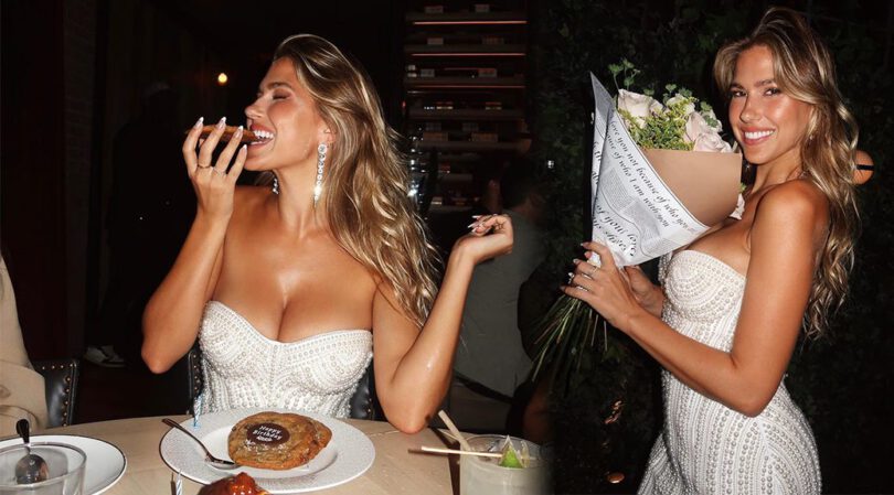 Kara Del Toro’s White Mini Dress Delight: Boobs and Cleavage Dominate at Catch Steak!