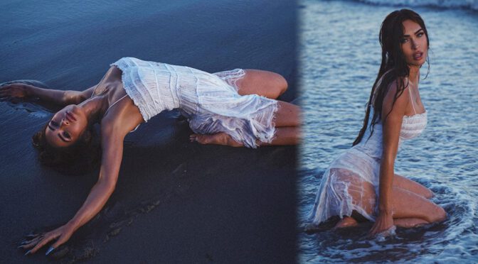 Megan Fox’s Sensational Beach Shoot: Wet White Dress & Sexy Curves!
