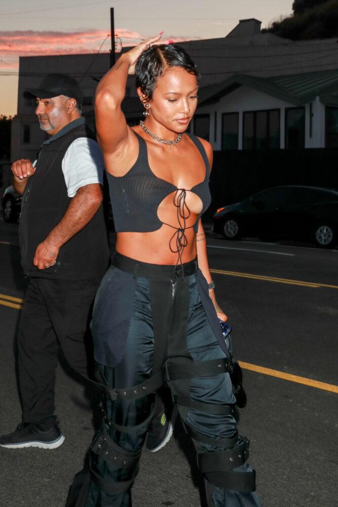 Karrueche Tran Braless Nipple Peek