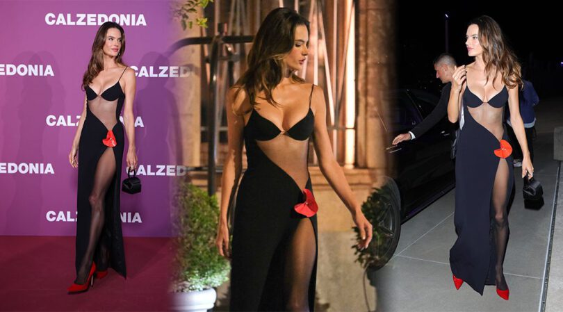 Sizzling Alessandra Ambrosio Flaunts Boobs, Cleavage and Legs in Milan: A Calzedomania Spectacle