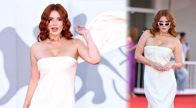 Bella Thorne’s Jaw-Dropping Elegance: Exploring Her Stunning White Dress and Sexy Cleavage in Venice
