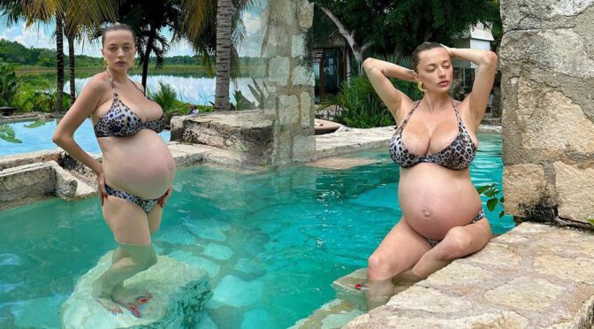 Sizzling Sensation: Caroline Vreeland’s Enormous Breasts in a Leopard Print Bikini