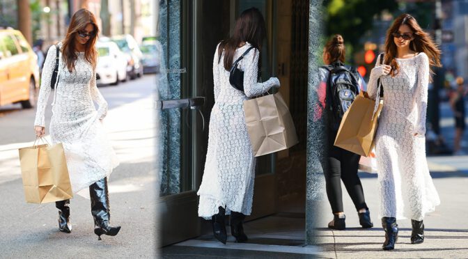 Emily Ratajkowski’s Daring Style: Black Panties and Bra Under Sheer White Dress!