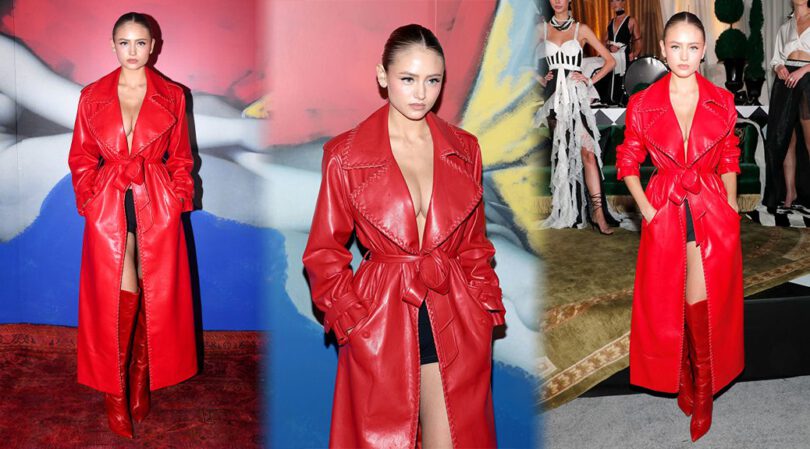 Sizzling Hot: Leni Klum’s Jaw-Dropping Cleavage in Red Leather at Alice & Olivia’s 2024 Show!