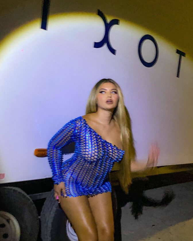 Sofia Jamora's Alluring Photo Shoot, Exposing Her In A See Through Blue Dress.