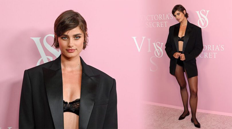 Incredible Beauty Taylor Hill Dazzles in Black Pantyhose and Bra at Victoria’s Secret World Tour 2023