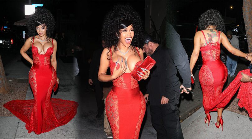 Cardi B’s 31st Birthday at Delilah: Sizzling Red Dress and Booming Cleavage