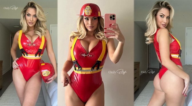 Paige Spiranac’s Sizzling Firefighter Outfit: Igniting Desires with Spectacular Cleavage and a Bootylicious Display!