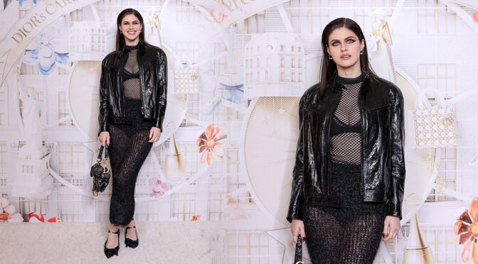 Alexandra Daddario’s Alluring Bra and Panties Look at Saks Fifth Avenue