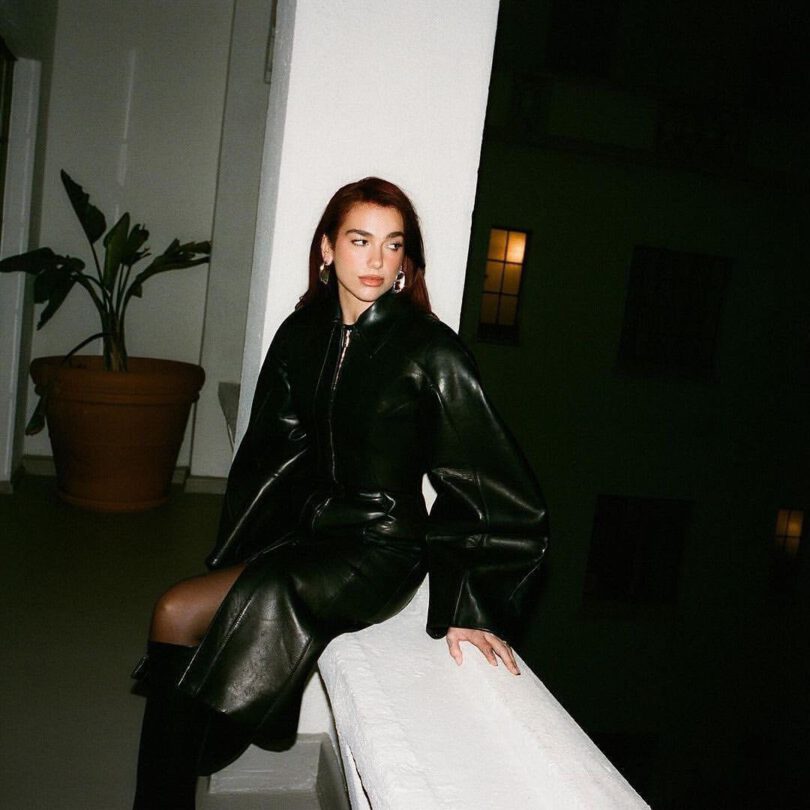 Dua Lipa Braless Black Dress See Through