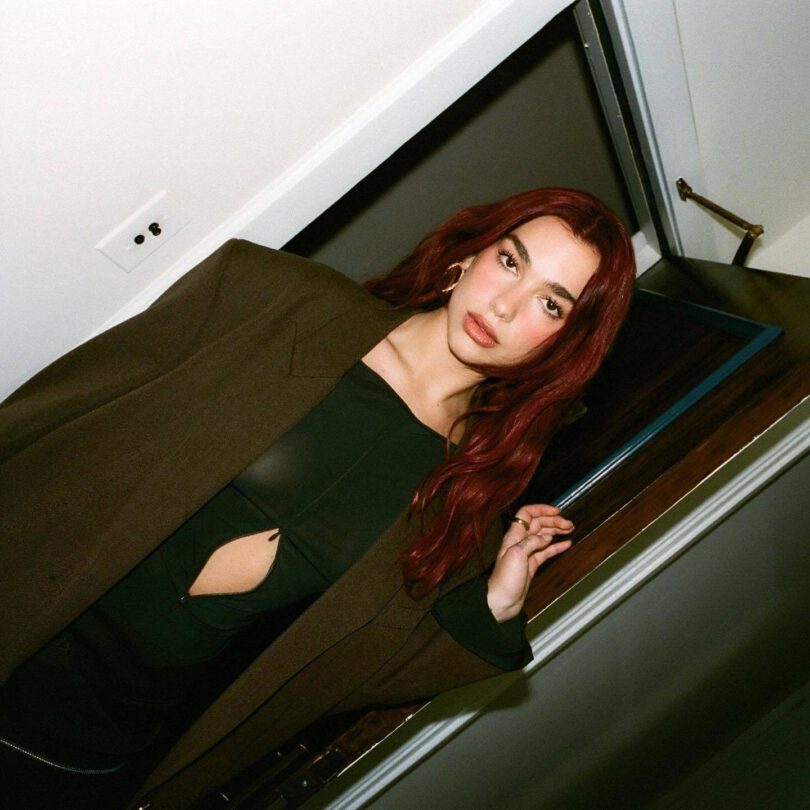 Dua Lipa Braless Black Dress See Through