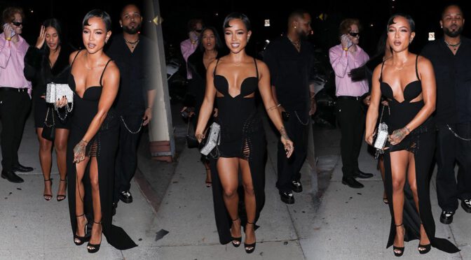 Boobs & Glamour Unleashed: Karrueche Tran’s Racy Gown Eclipses Hollywood’s Night