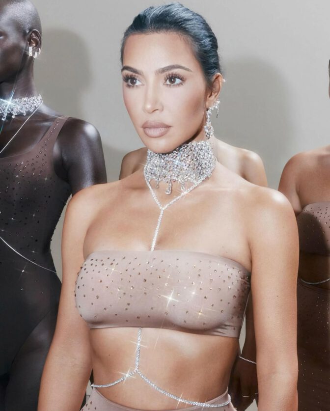 Kim Kardashian Flaunts Her Jaw Dropping Curves In Swarovski Studded Lingerie.