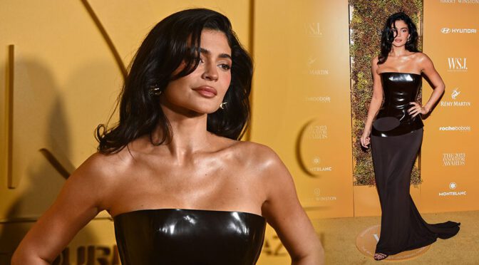 Dazzling Kylie Jenner Flaunts Her Boobs in a Sexy Strapless Dress at the Innovator Awards